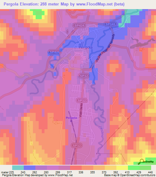 Pergola,Italy Elevation Map