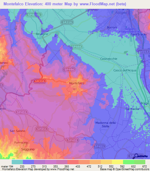 Montefalco,Italy Elevation Map