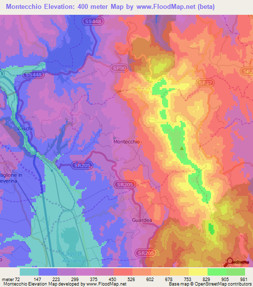 Montecchio,Italy Elevation Map