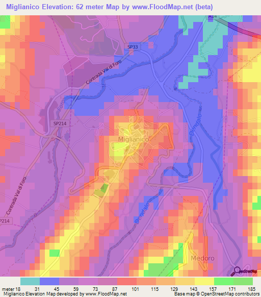Miglianico,Italy Elevation Map