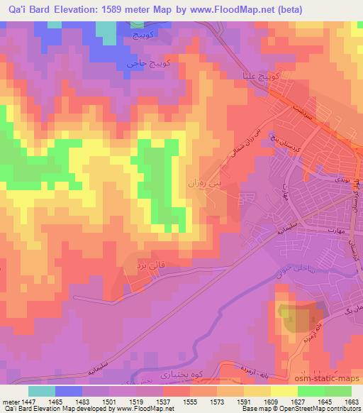 Qa'i Bard,Iran Elevation Map