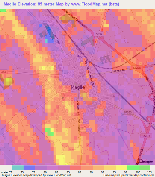 Maglie,Italy Elevation Map