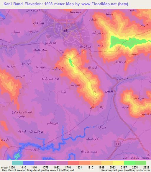 Kani Band,Iran Elevation Map