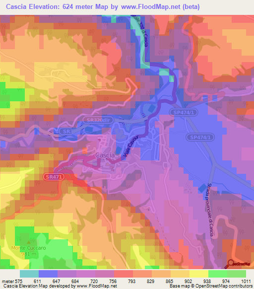 Cascia,Italy Elevation Map