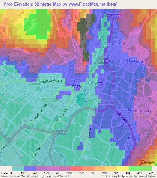 Arco,Italy Elevation Map