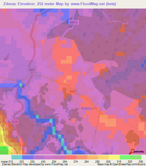 Zdenac,Croatia Elevation Map