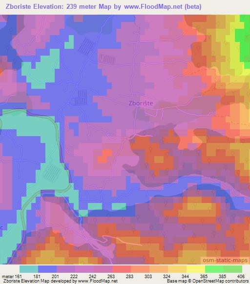 Zboriste,Bosnia and Herzegovina Elevation Map
