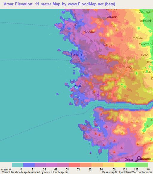 Vrsar,Croatia Elevation Map