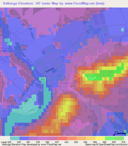 Valburga,Slovenia Elevation Map