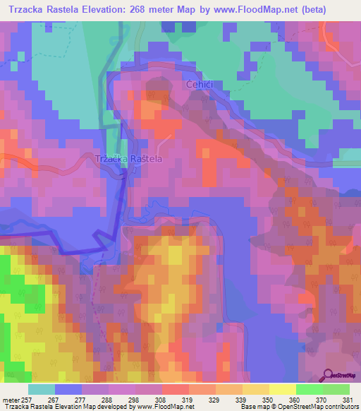 Trzacka Rastela,Bosnia and Herzegovina Elevation Map