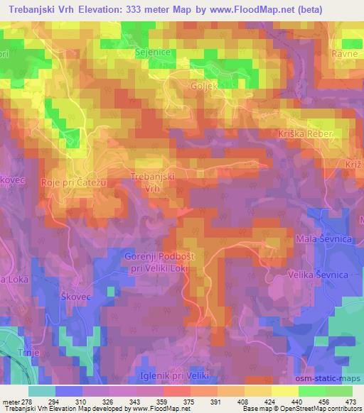 Trebanjski Vrh,Slovenia Elevation Map