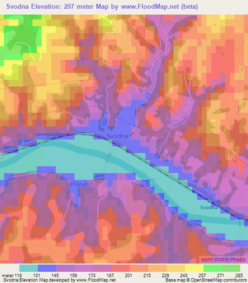 Svodna,Bosnia and Herzegovina Elevation Map