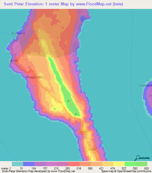 Sveti Petar,Croatia Elevation Map