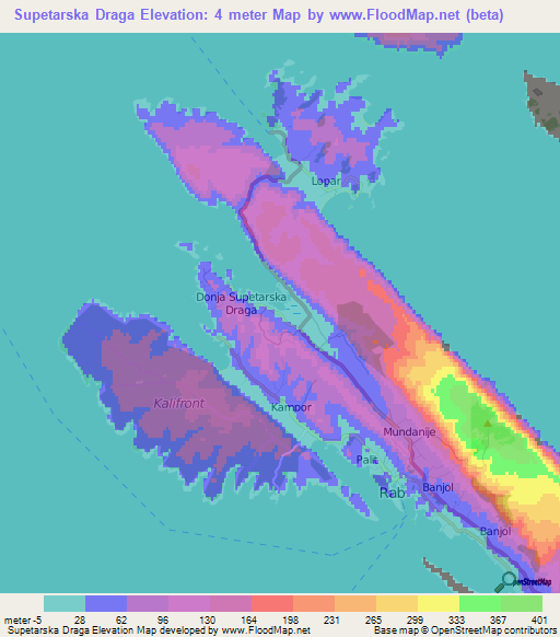 Supetarska Draga,Croatia Elevation Map