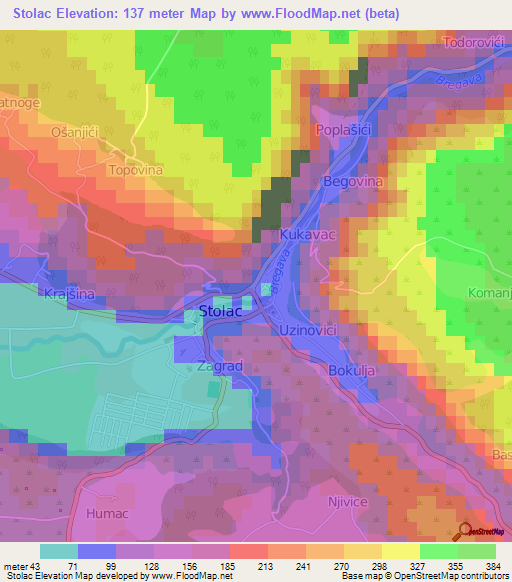 Stolac,Bosnia and Herzegovina Elevation Map