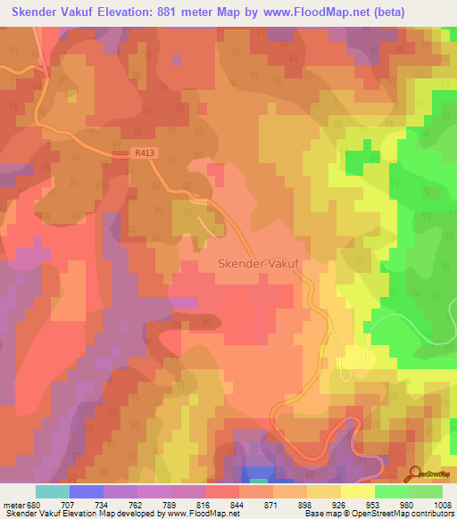 Skender Vakuf,Bosnia and Herzegovina Elevation Map