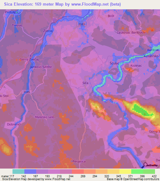 Sica,Croatia Elevation Map