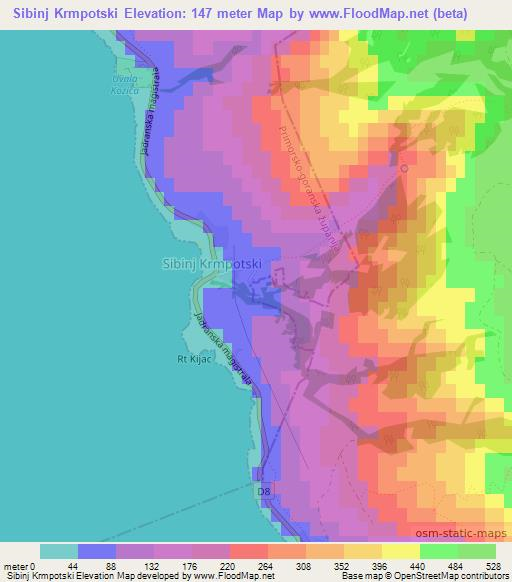 Sibinj Krmpotski,Croatia Elevation Map