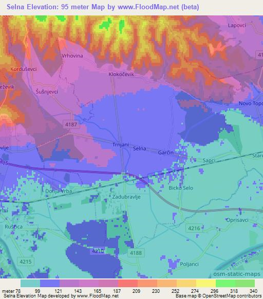 Selna,Croatia Elevation Map