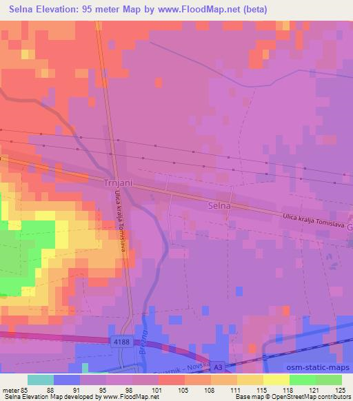 Selna,Croatia Elevation Map