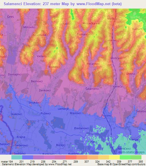 Salamenci,Slovenia Elevation Map