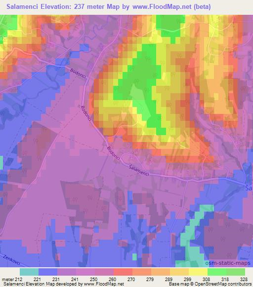 Salamenci,Slovenia Elevation Map