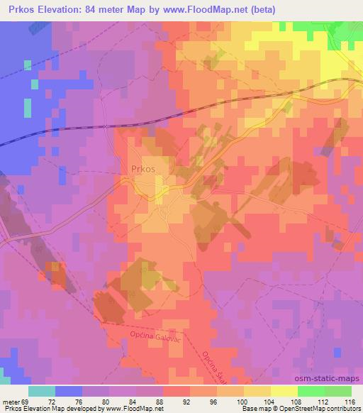 Prkos,Croatia Elevation Map