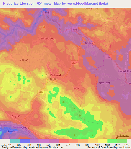 Predgrize,Slovenia Elevation Map