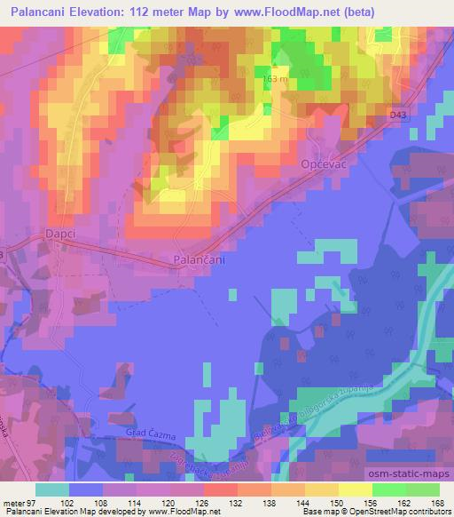 Palancani,Croatia Elevation Map