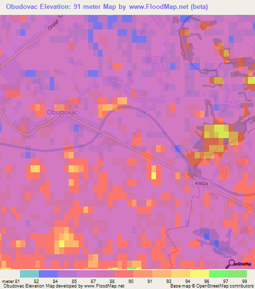 Obudovac,Bosnia and Herzegovina Elevation Map