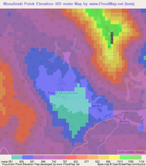 Musulinski Potok,Croatia Elevation Map