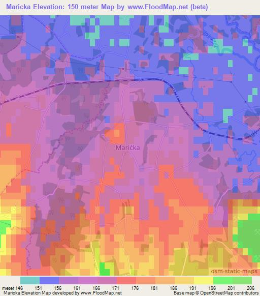 Maricka,Bosnia and Herzegovina Elevation Map