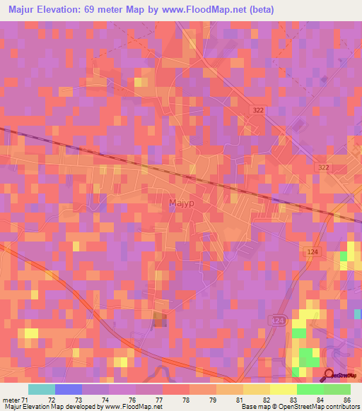 Majur,Serbia Elevation Map