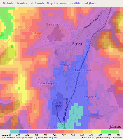 Mahala,Bosnia and Herzegovina Elevation Map