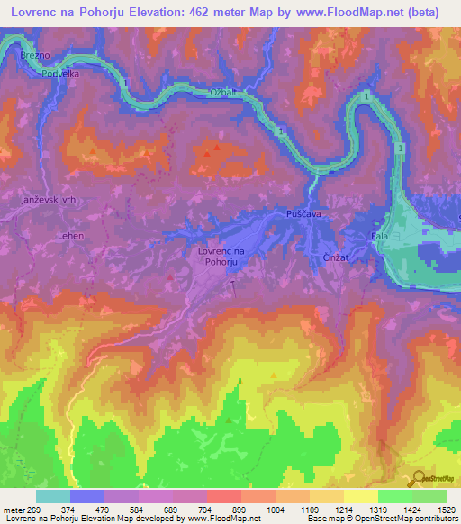Lovrenc na Pohorju,Slovenia Elevation Map