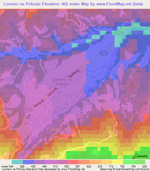 Lovrenc na Pohorju,Slovenia Elevation Map