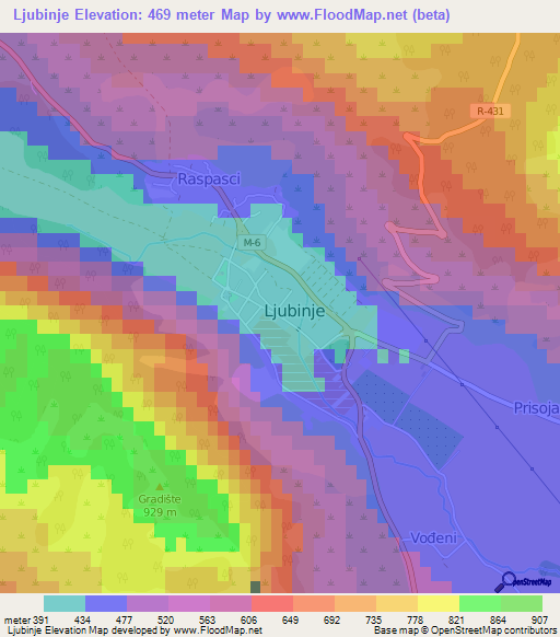 Ljubinje,Bosnia and Herzegovina Elevation Map