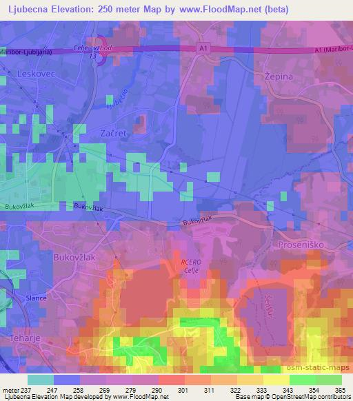 Ljubecna,Slovenia Elevation Map