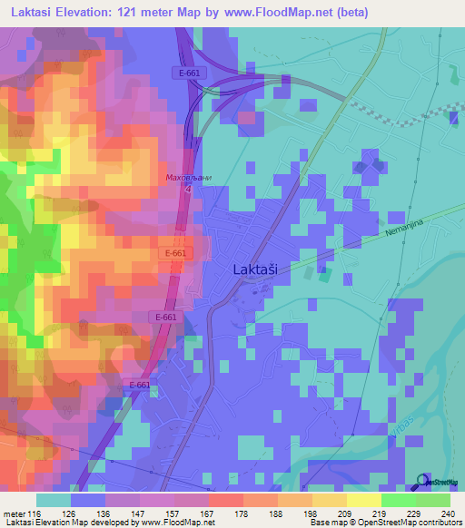 Laktasi,Bosnia and Herzegovina Elevation Map