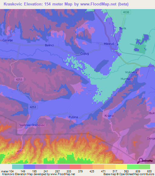 Kraskovic,Croatia Elevation Map