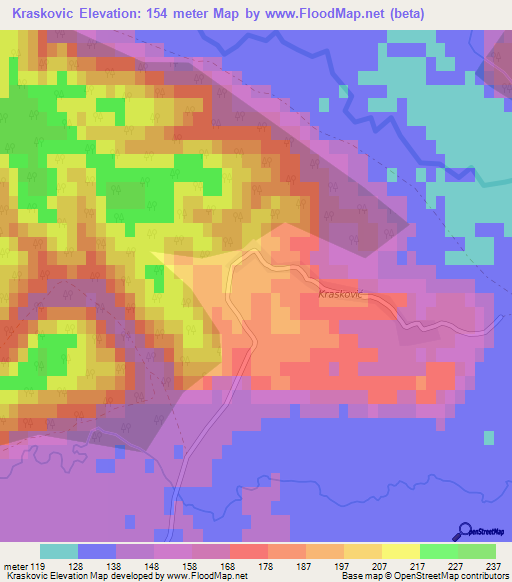 Kraskovic,Croatia Elevation Map