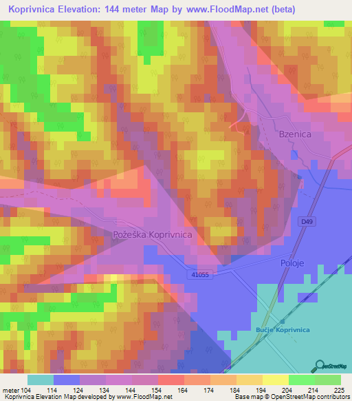 Koprivnica,Croatia Elevation Map