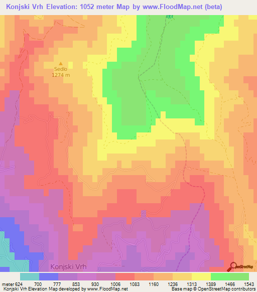 Konjski Vrh,Slovenia Elevation Map