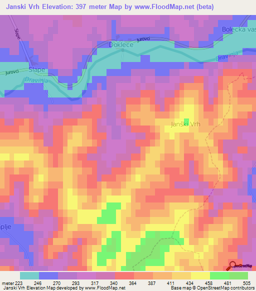 Janski Vrh,Slovenia Elevation Map