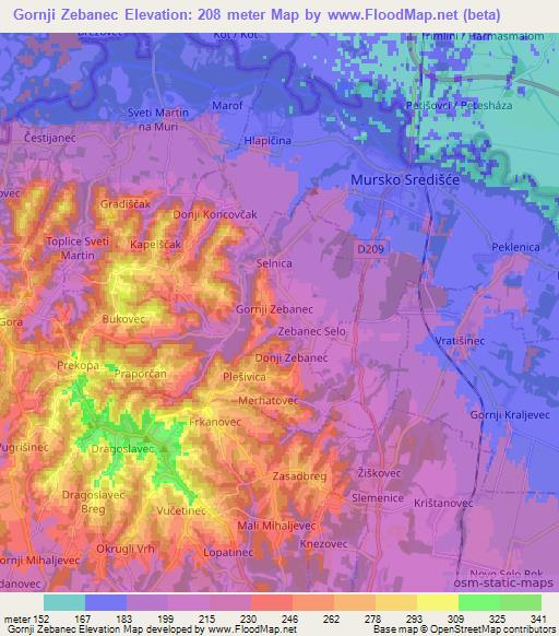 Gornji Zebanec,Croatia Elevation Map
