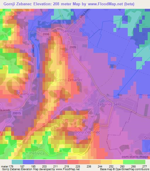 Gornji Zebanec,Croatia Elevation Map