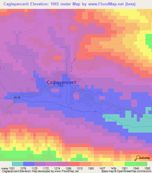 Caglayancerit,Turkey Elevation Map