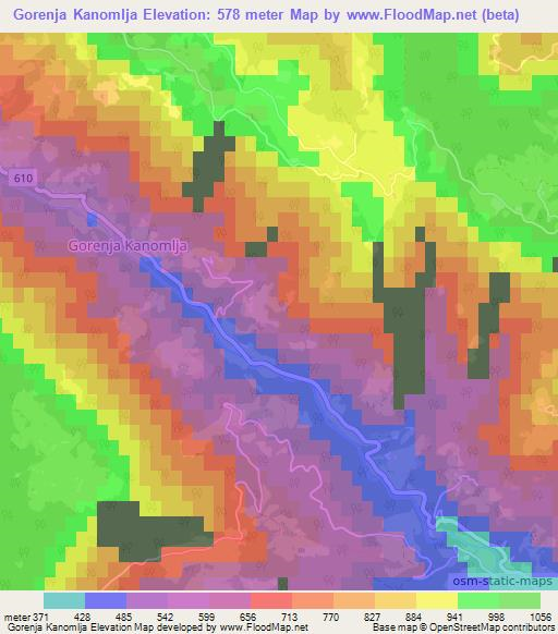 Gorenja Kanomlja,Slovenia Elevation Map