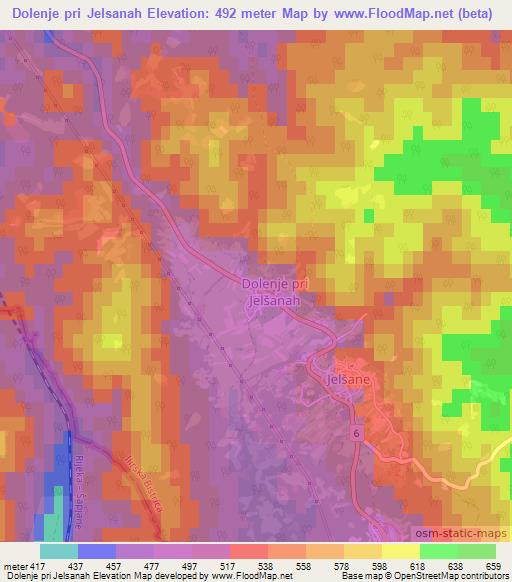 Dolenje pri Jelsanah,Slovenia Elevation Map