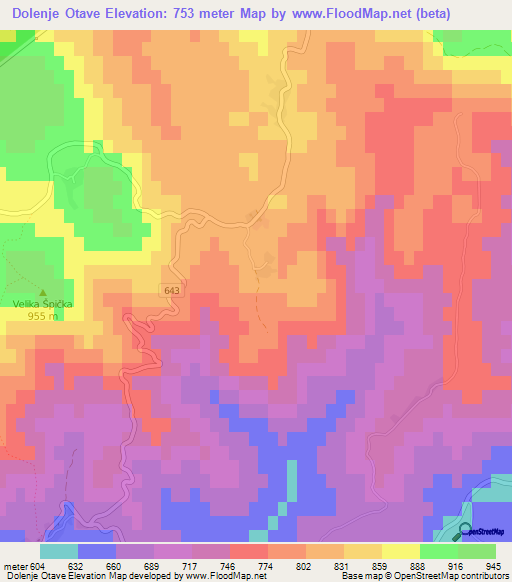 Dolenje Otave,Slovenia Elevation Map
